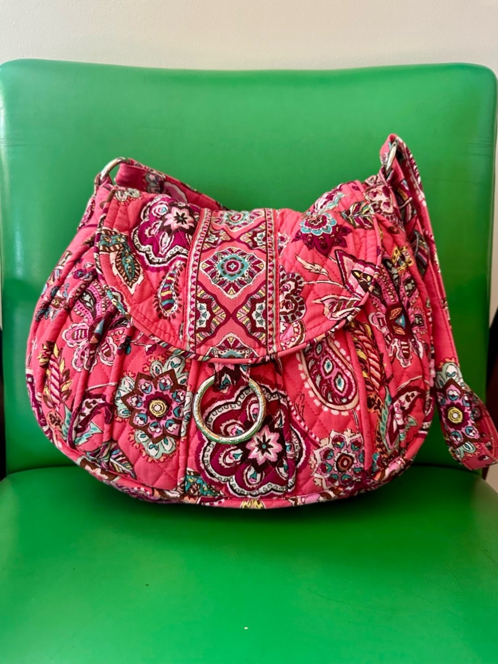 Vera Bradley Quilted Floral Saddle Bag with Magnetic Closure